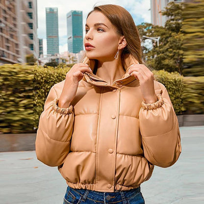 Chic Winter PU Leather Jackets - MANDOTOS