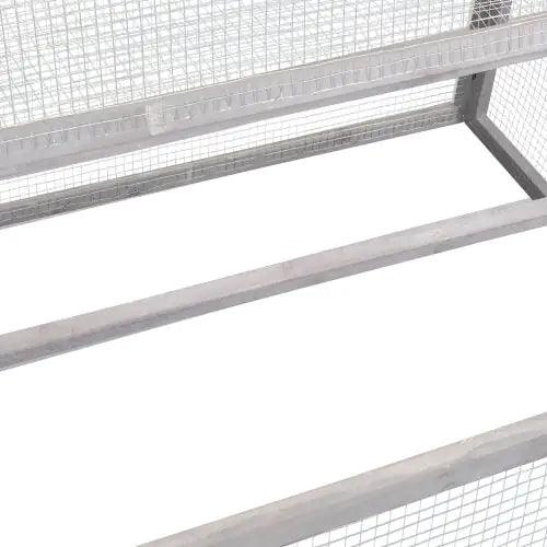 Compact Grey Rabbit Hutch with Folding Runway - MANDOTOS