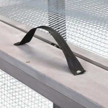 Compact Grey Rabbit Hutch with Folding Runway - MANDOTOS