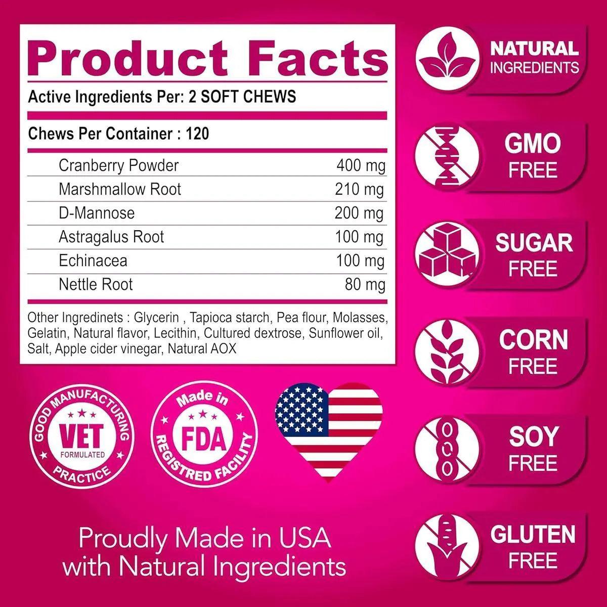 Cranberry Dog UTI & Bladder Control Chews - MANDOTOS