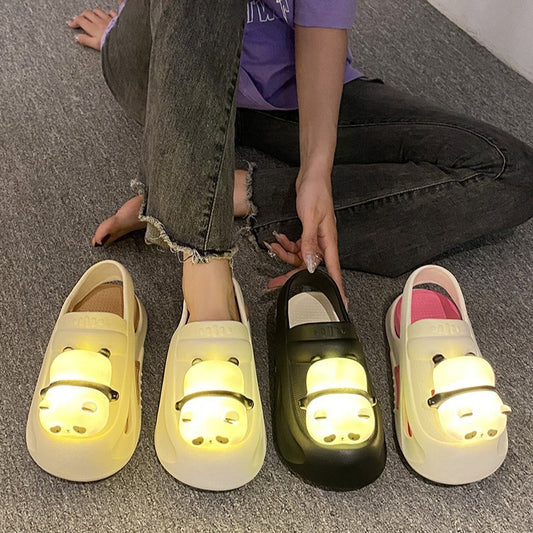 Cute Slipper With Panda Lamp Summer Sandals Femme Light Funny Woman Slippers Shoes Women - MANDOTOS