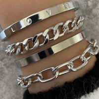 Simple And Smooth C-shaped Hollow Chain Bracelet Set - MANDOTOS
