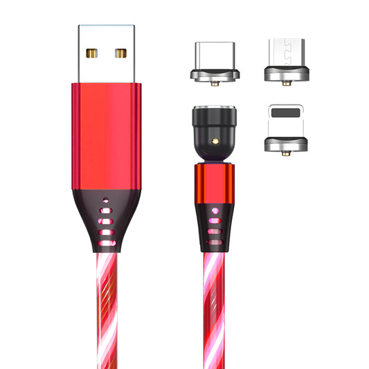 Ancient Energy 540 Rotate Luminous Magnetic Micro USB and Type C charging cable with fast 3A charging for smartphones.