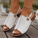 Fashion Solid Peep-toe Sandals With Back-srtap Summer Casual Outdoor Buckle Flats Beach Shoes For Women - MANDOTOS