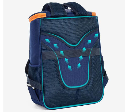 Lightweight Ancient Energy elementary school boy spine protection children's backpack with padded straps and colorful design.