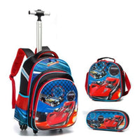 Ancient Energy three-piece school trolley bag set for primary students, featuring colorful designs and sturdy wheels.