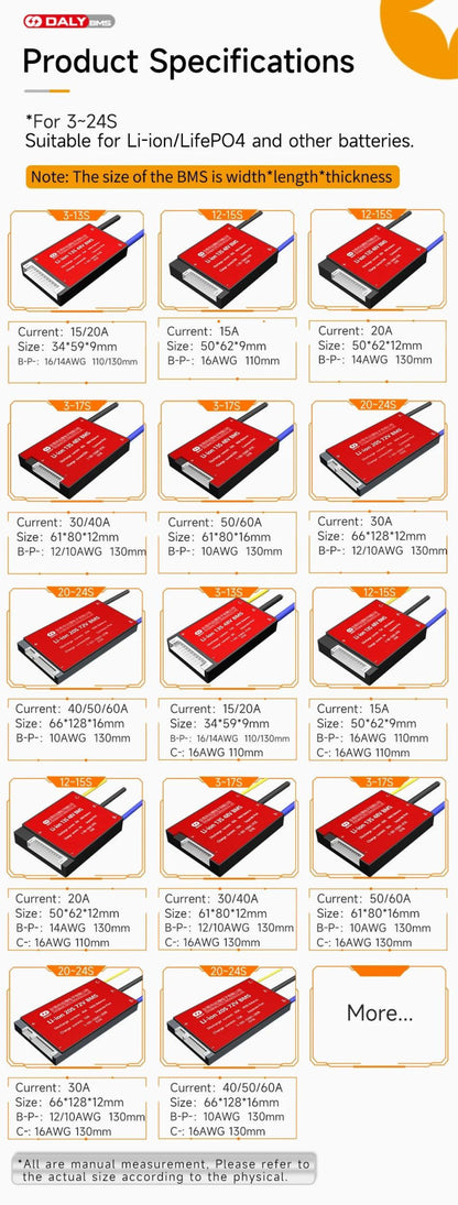 DALYBMS 20A 30A 60A For 4S12V Lifepo4 battery pack Li-ion 7S 24V 10S 36V Protect charge and discharge with passive balancer - MANDOTOS