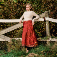 Darn Good Yarn The Original Sari Wrap Skirt featuring vibrant, colorful sari fabric with a flowing, wrap-around design.