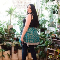 Darn Good Yarn The Original Sari Wrap Skirt featuring vibrant, colorful sari fabric in a stylish wrap design.