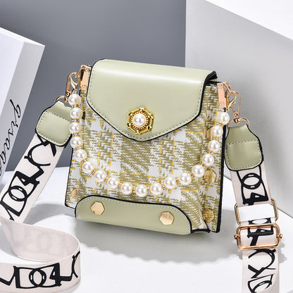 Fashion Women'S Crossbody Bag Girl'S Cute Princess Wallet Classic Shoulder Bag Summer Pearl Chain Phone Bag - MANDOTOS