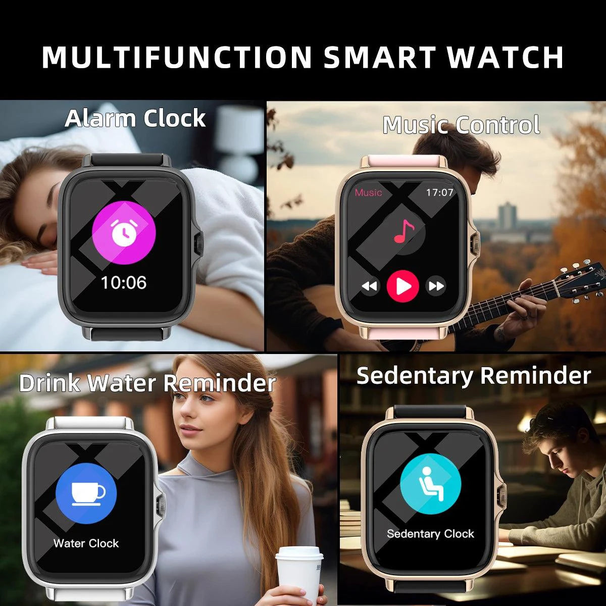 DESERTCAT SmartTech 1.83" waterproof smart watch with call and message alerts, sleep monitoring, and sports pedometer for iPhone and Android
