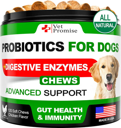 Digestive Health Probiotics Chews for Dogs 120 Count - MANDOTOS