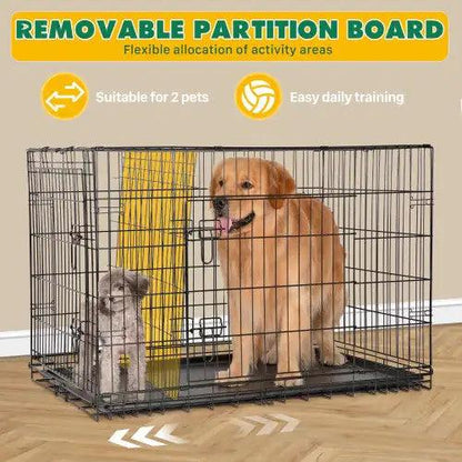 Dual Door Folding Dog Crate with Divider - MANDOTOS