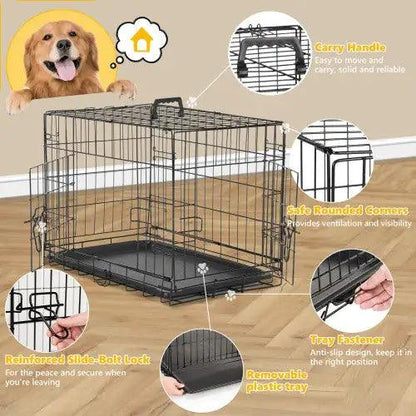 Dual Door Folding Dog Crate with Divider - MANDOTOS