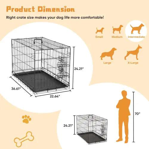 Dual Door Folding Dog Crate with Divider - MANDOTOS