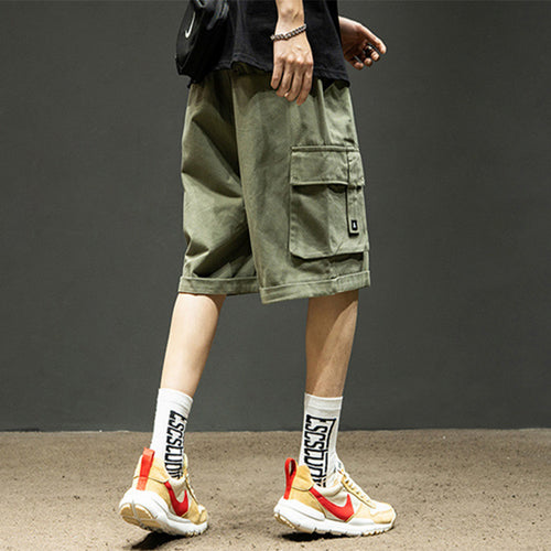 Men's cargo shorts with multiple pockets, summer casual pants by Ancient Energy, featuring a relaxed fit and durable fabric.