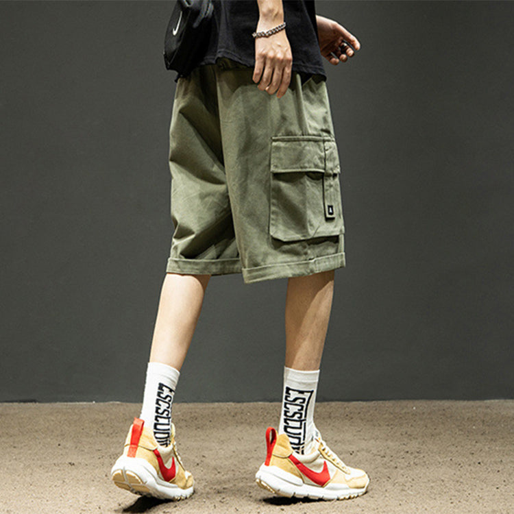 Men's cargo shorts with multiple pockets, summer casual pants by Ancient Energy, featuring a relaxed fit and durable fabric.