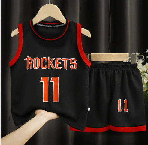 Children's basketball sports suit by Ancient Energy, featuring a boys' athletic clothing set with basketball-themed design.