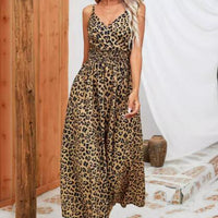 Chic Leopard Midi Suspender Dress