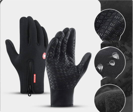 Winter Gloves Touch Screen Riding Motorcycle Sliding Waterproof Sports Gloves With Fleece - MANDOTOS