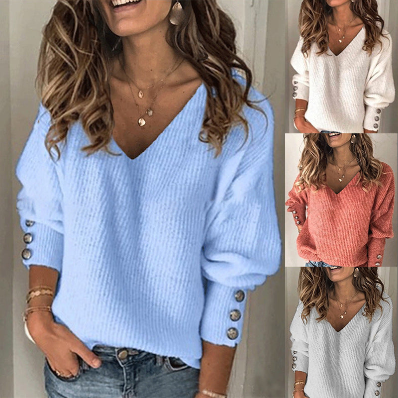 Chic V-Neck Knit Women's Tee