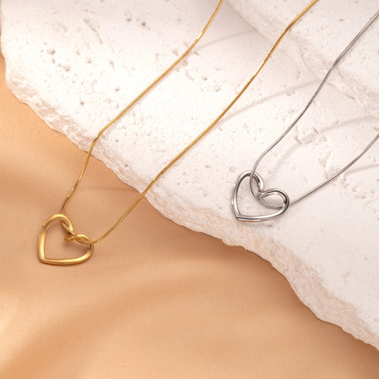 Fashion Jewelry Tainless Steel Twist Hollow Heart Pendant Necklace For Women Spicy Girls Simple Clavicle Chain Jewelry Gift - MANDOTOS