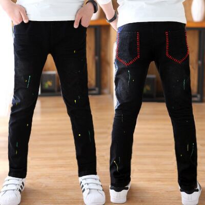 Kids' boys' denim trousers by Ancient Energy, showing front view of casual blue jeans with pockets and belt loops.