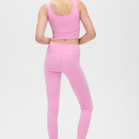 Elastique Athletics Rise Leggings in Vie en Rose color, close-up of high-waist, stretchy athletic bottoms with sleek fabric.