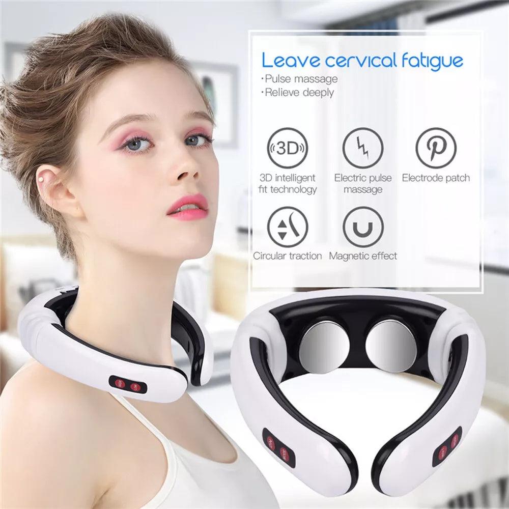 Electric Tens Unit Pulse Neck Massager Magnetic Pulse Therapy Vertebra Relax - MANDOTOS