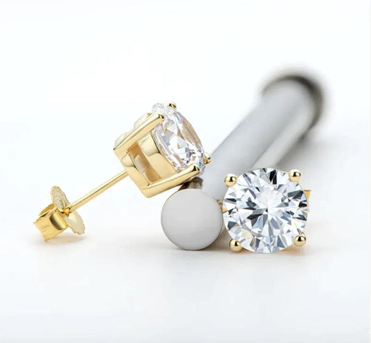 Elegant 18K Gold Moissanite Silver Studs - MANDOTOS