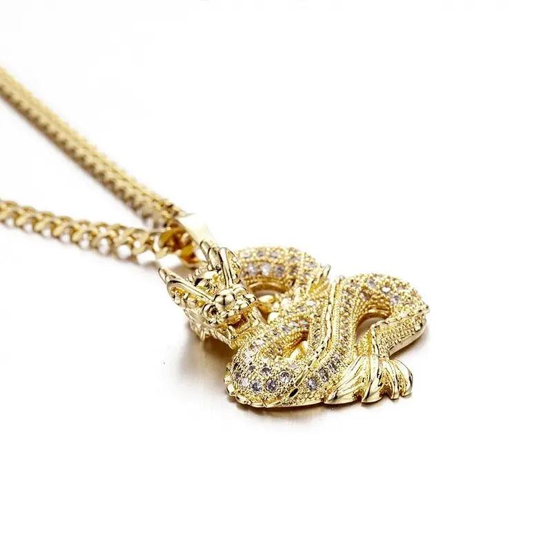 Elegant Gold Zircon Dragon Pendant - MANDOTOS