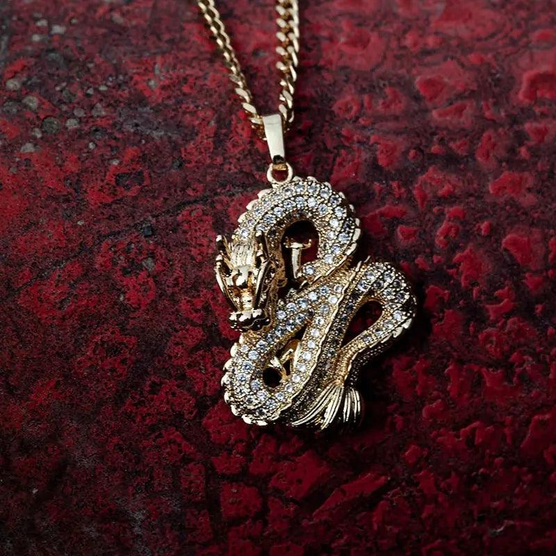 Elegant Gold Zircon Dragon Pendant - MANDOTOS