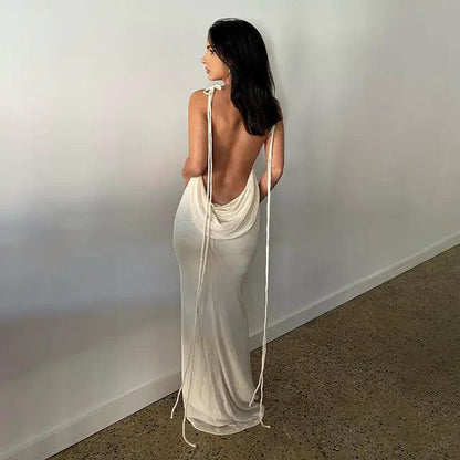 Elegant Open Back Cami Long Dress - MANDOTOS