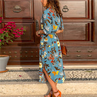 Chic V-Neck High-Waist Printed Dress