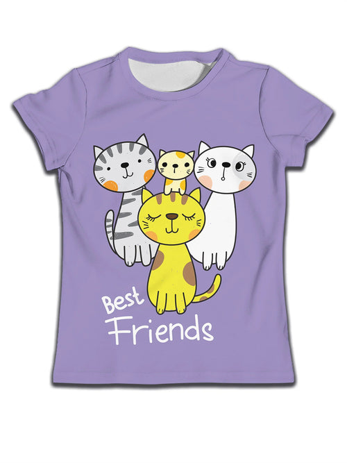 Children's boy casual T-shirt by Ancient Energy featuring a soft fabric and a cute cat cartoon pattern.