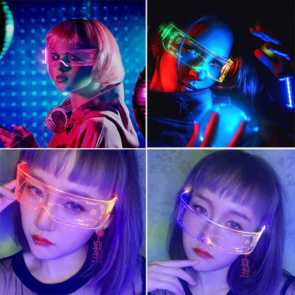 LED Luminous Glasses Party Bar Disco Punk Glasses Futuristic Style Festival Goggles Decoration Gifts - MANDOTOS