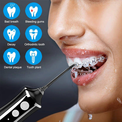 Fairywill Oral Irrigator Portable Water Flosser Dental Teeth Cleaning Waterproof USB Charge With 5 Jets For Braces, Travel - MANDOTOS