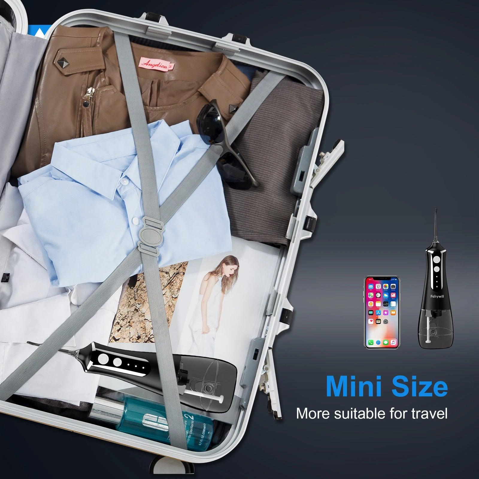 Fairywill Oral Irrigator Portable Water Flosser Dental Teeth Cleaning Waterproof USB Charge With 5 Jets For Braces, Travel - MANDOTOS