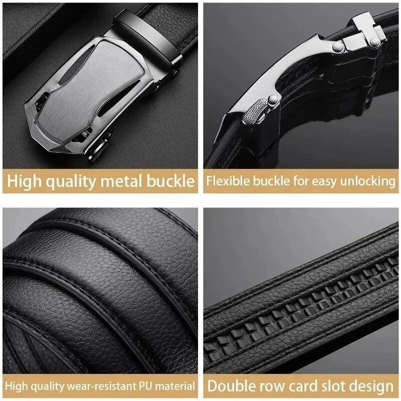 Fashion Business Men'S Belt Genuine Luxury Brand Belt Metal Buckle Belt High-Quality PU Leather Soft Belt With Cargo Pants Jeans - MANDOTOS