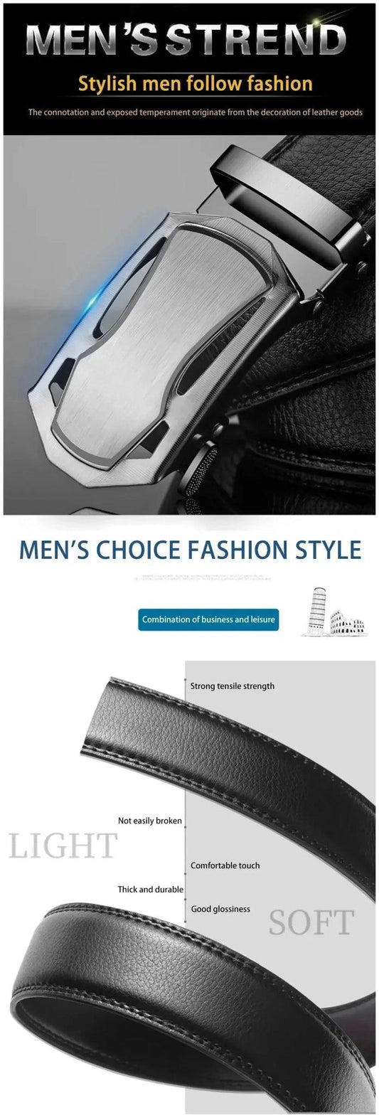 Fashion Business Men'S Belt Genuine Luxury Brand Belt Metal Buckle Belt High-Quality PU Leather Soft Belt With Cargo Pants Jeans - MANDOTOS