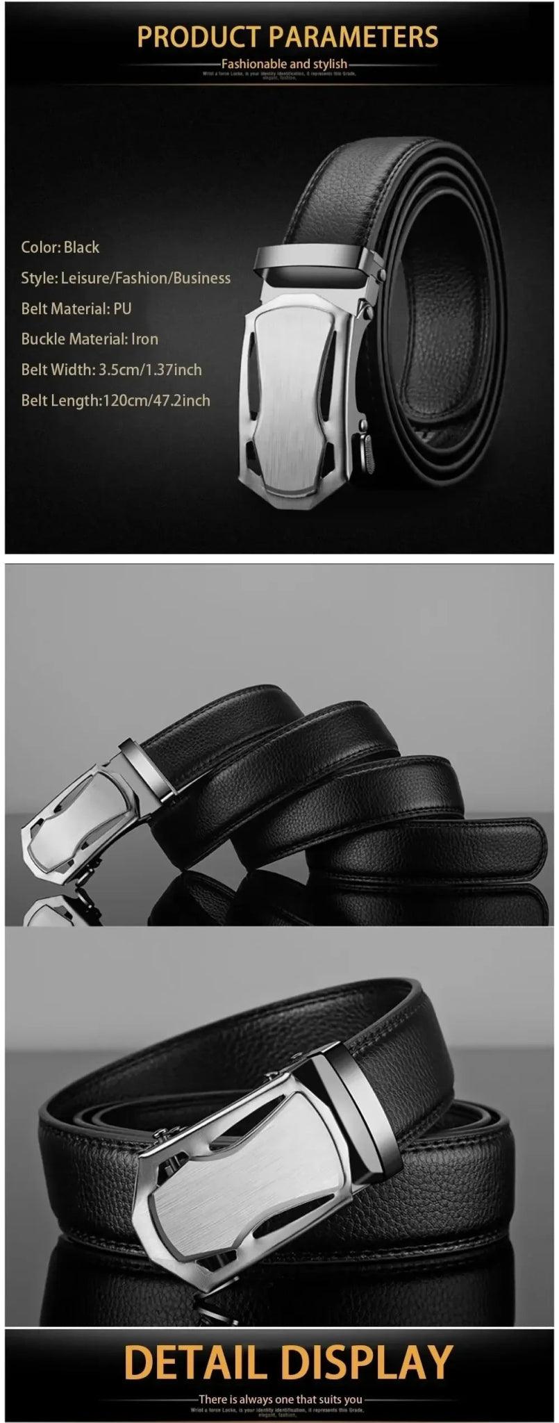 Fashion Business Men'S Belt Genuine Luxury Brand Belt Metal Buckle Belt High-Quality PU Leather Soft Belt With Cargo Pants Jeans - MANDOTOS