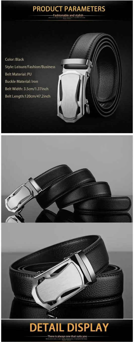 Fashion Business Men'S Belt Genuine Luxury Brand Belt Metal Buckle Belt High-Quality PU Leather Soft Belt With Cargo Pants Jeans - MANDOTOS