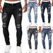 Fashion Street Style Ripped Skinny Jeans Men Vintage wash Solid Denim Trouser Mens Casual Slim fit pencil denim Pants hot sale - MANDOTOS