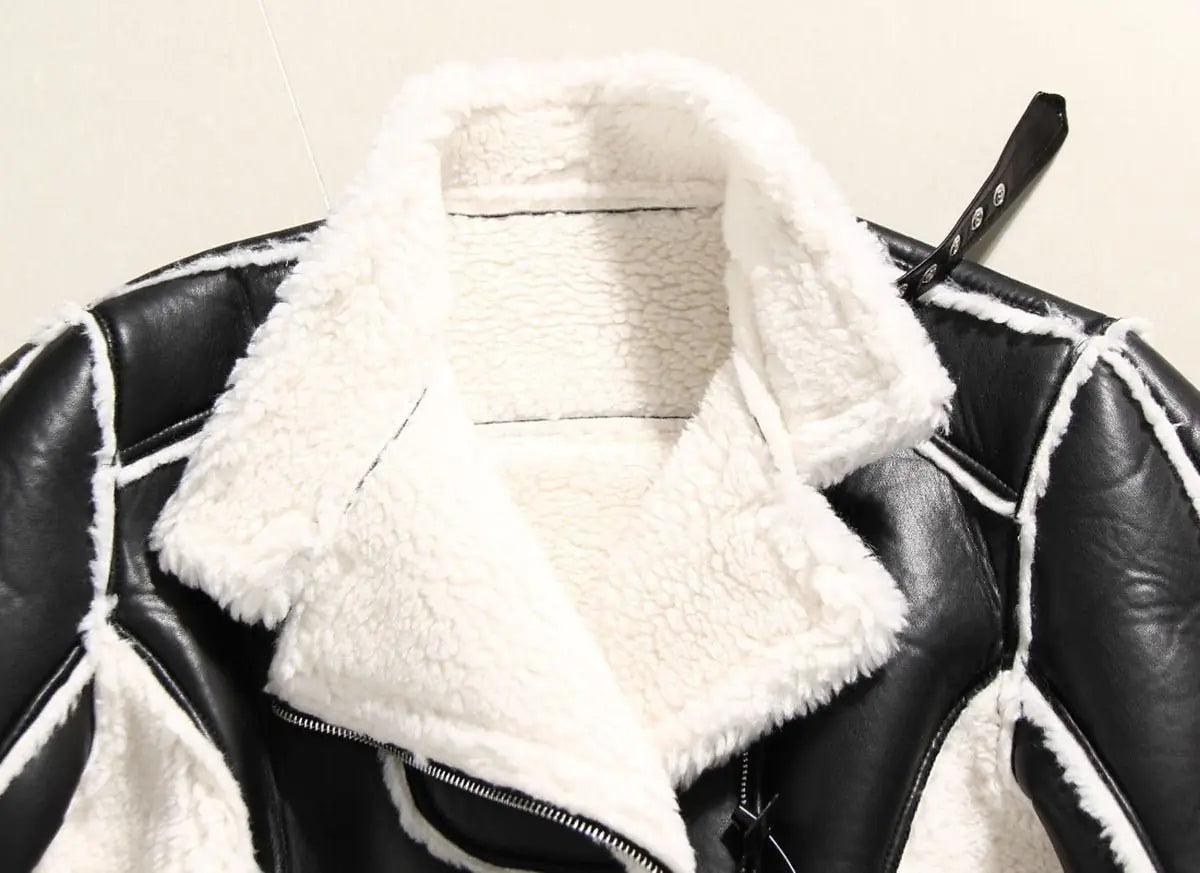 Faux Leather Cropped Jacket - MANDOTOS