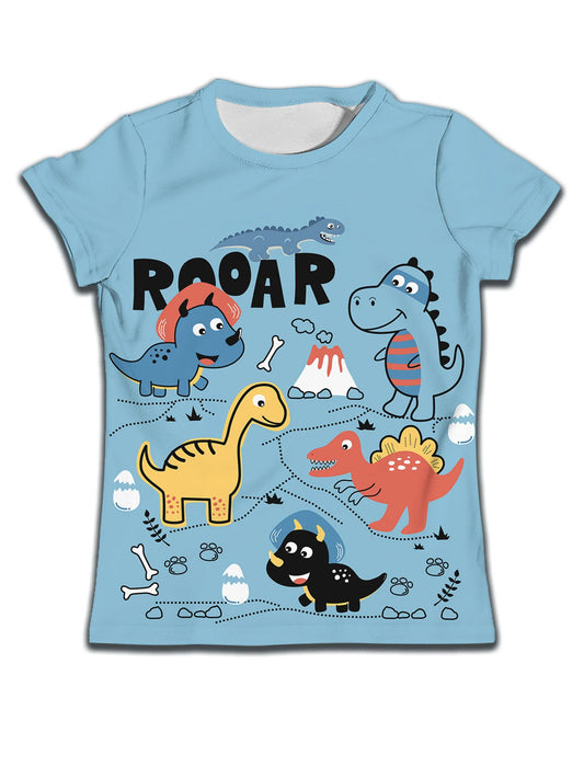 Children's boys' casual T-shirt by Ancient Energy featuring a soft fabric and a cute cat cartoon pattern on the front.