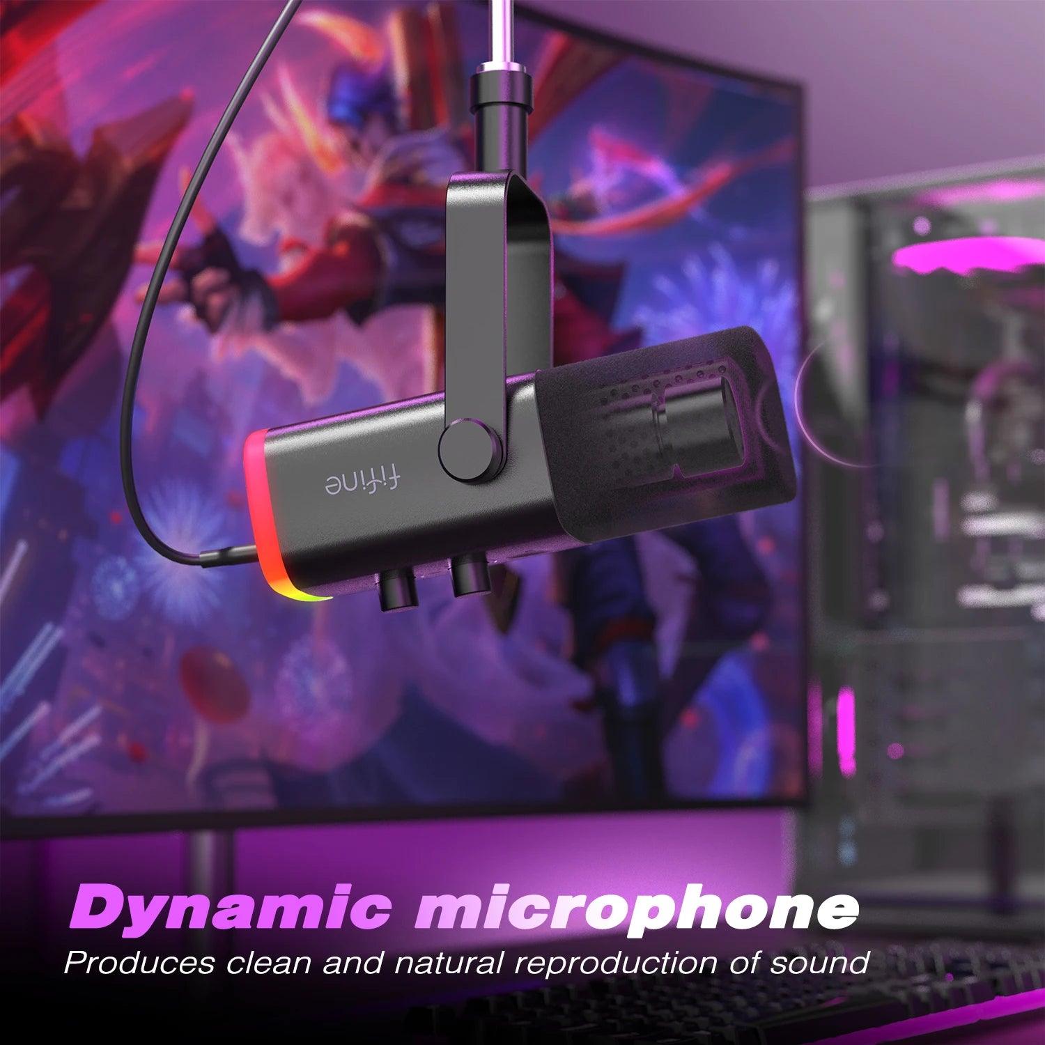 Dynamic USB/XLR Microphone with Touch Mute Button and Headphone Jack for PC and Gaming - MANDOTOS
