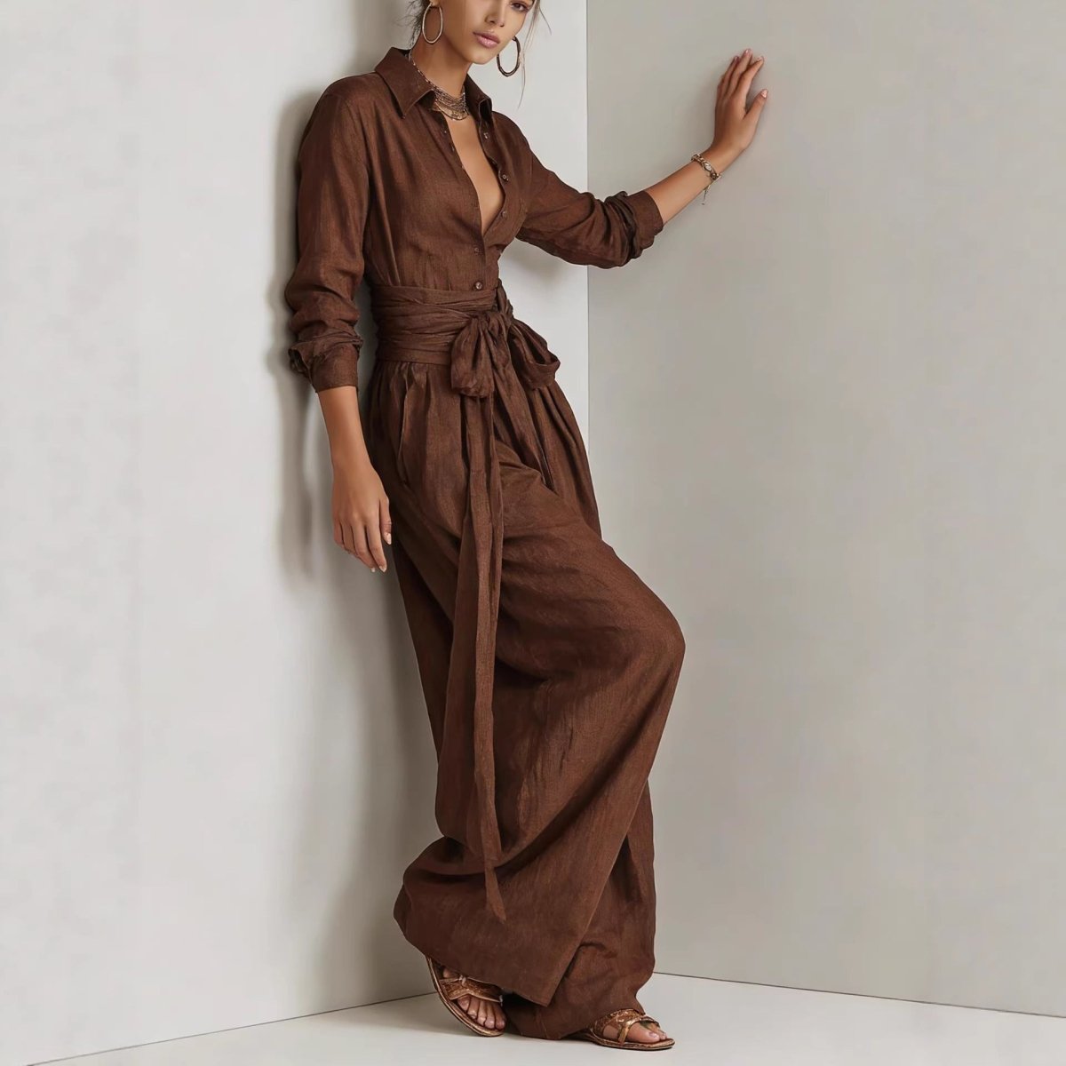 Solid color casual pants set for women by FitiqueFit, featuring a relaxed fit and stylish design perfect for everyday wear.