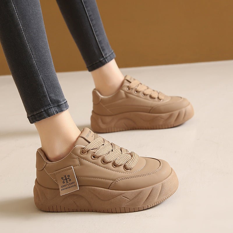 Color block height increasing sneakers by FitiqueFit, lace-up low-top footwear with stylish color blocking design.