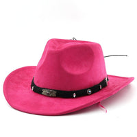 Unisex Western cowboy hat with ethnic style, made of straw, featuring a wide brim and decorative band, by FitiqueFit.