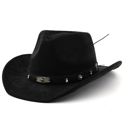 Unisex western cowboy hat with ethnic style, made by FitiqueFit, featuring a classic brim and traditional design, suitable for fashion.